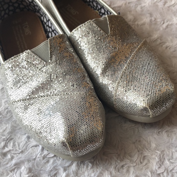 Toms Classic Canvas Silver Alpargatas Size 6.5 - Picture 3 of 6